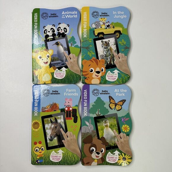 Baby Einstein Lot of 2 DVDs & 4 Video Fun Books World Animals Farm Park Jungle - Picture 7 of 10